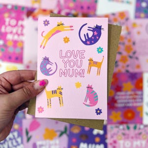 Carte maman, carte d'anniversaire maman, amoureux des chats, maman chat « Je t'aime maman » image 4