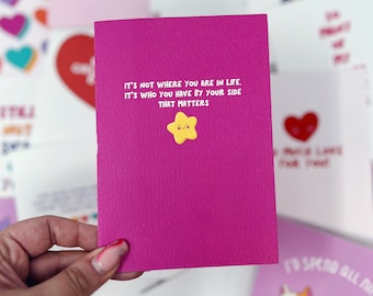 Romantic Card, Anniversary Card, Love Card, Romantic Quote Card 'It's Who You Have By Your Side'