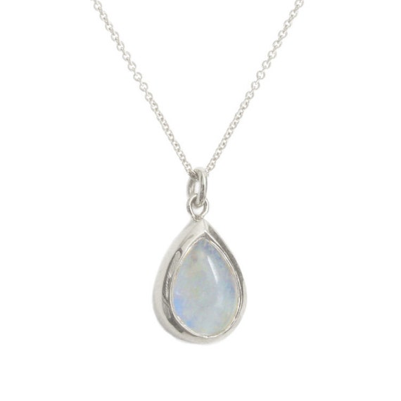 Egyptian Rainbow Moonstone Pendant Necklace In Sterling Silver