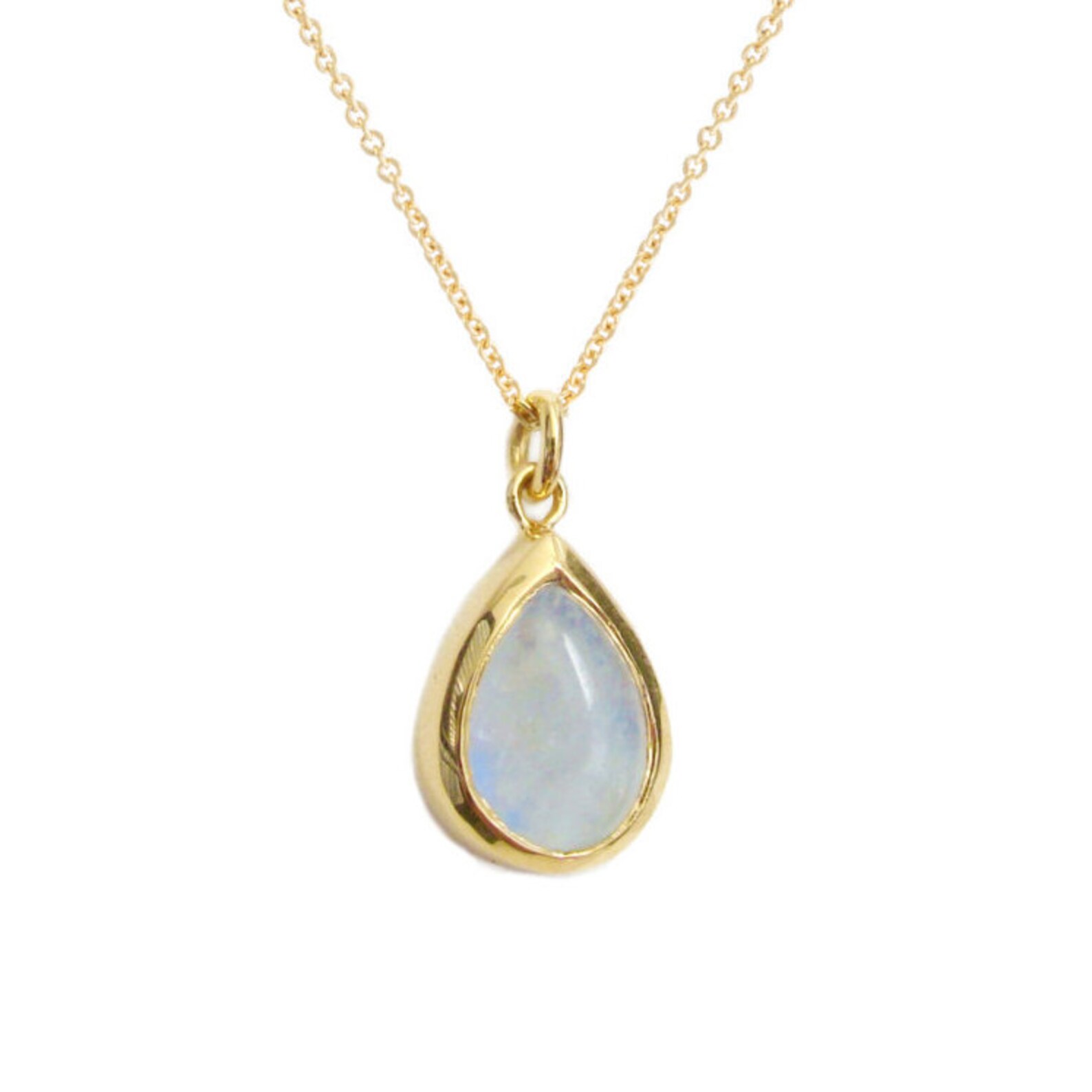 Gold Moonstone Necklace Rainbow Moonstone Necklace 14k Gold Etsy