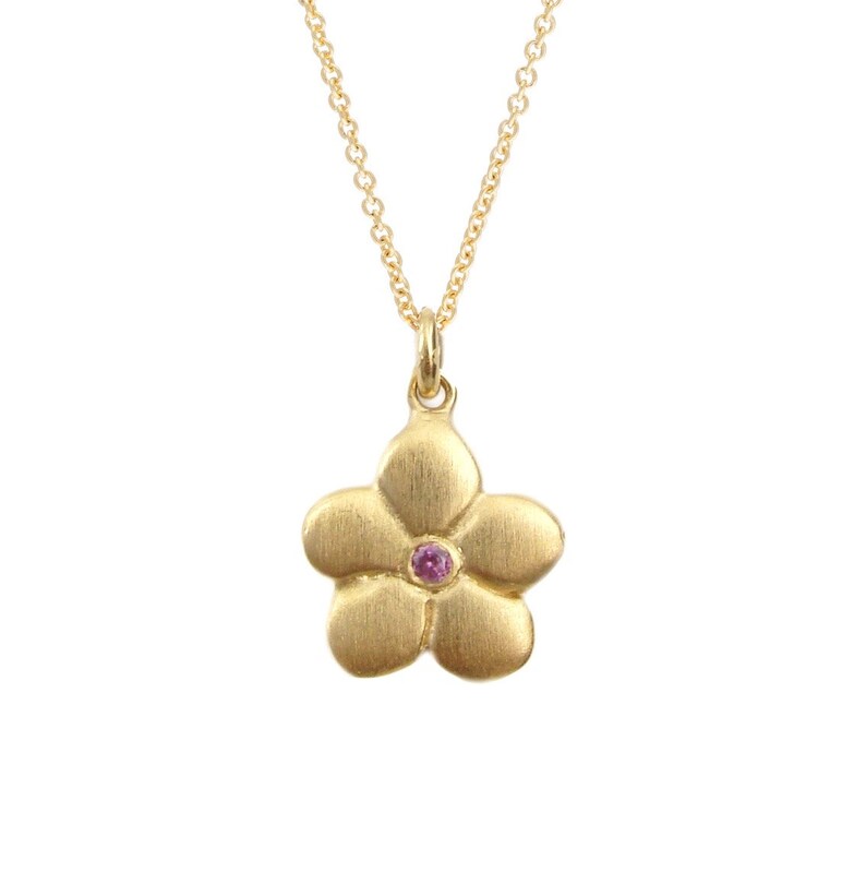 Fl Gold Necklace Flower Charm Pendant 14k Image 0