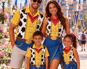 Woody Inspired Family Matching Outfits, Cowboy Vacation Set (Shirts & Dresses)