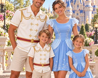 Cinderella Prince Charming Family Matching Outfits, Ruffle Dress, Hawaiian Shirt (Vacation Photos)
