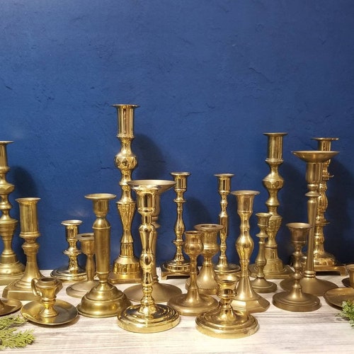 Choose Your Quantity Graduated Brass Candlesticks Skinny Etsy