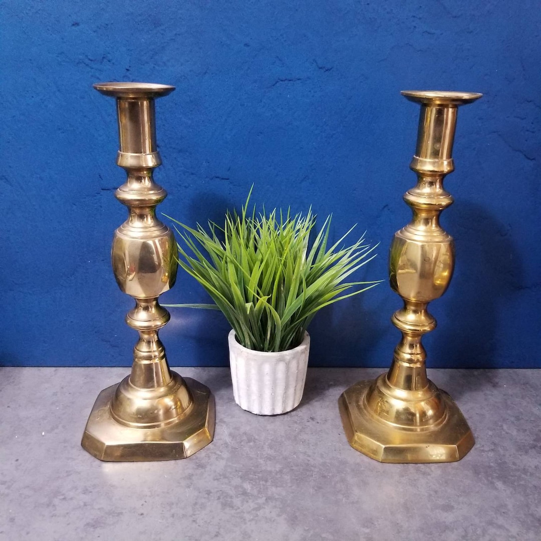 Pair of Brass Push up Candlesticks 11.25 Etsy