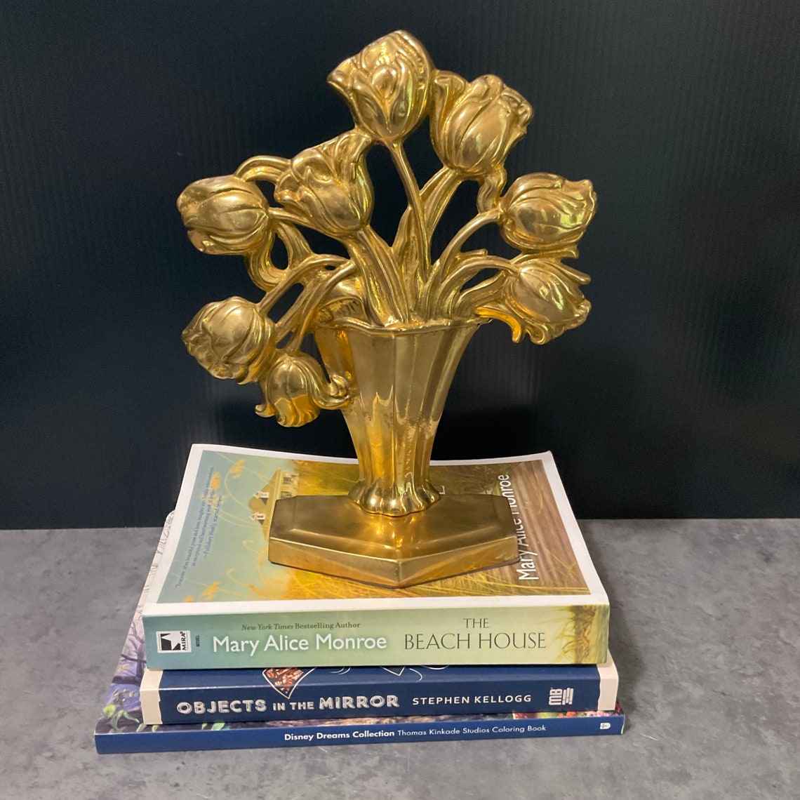 Heavy Decorative Crafts Inc. Brass Tulip Vase Bookends Pair Etsy