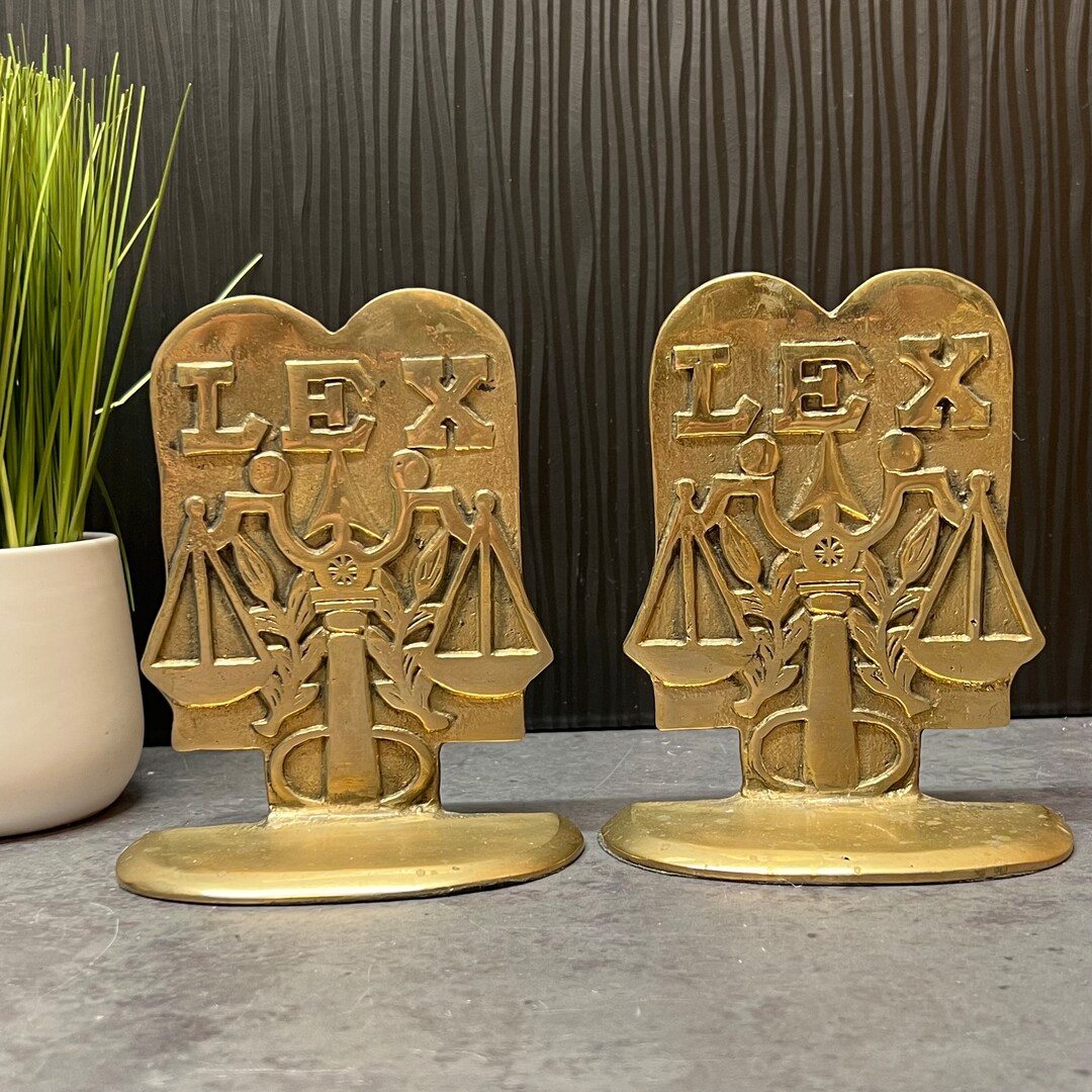 Brass LEX Law Scales of Justice Bookends Etsy