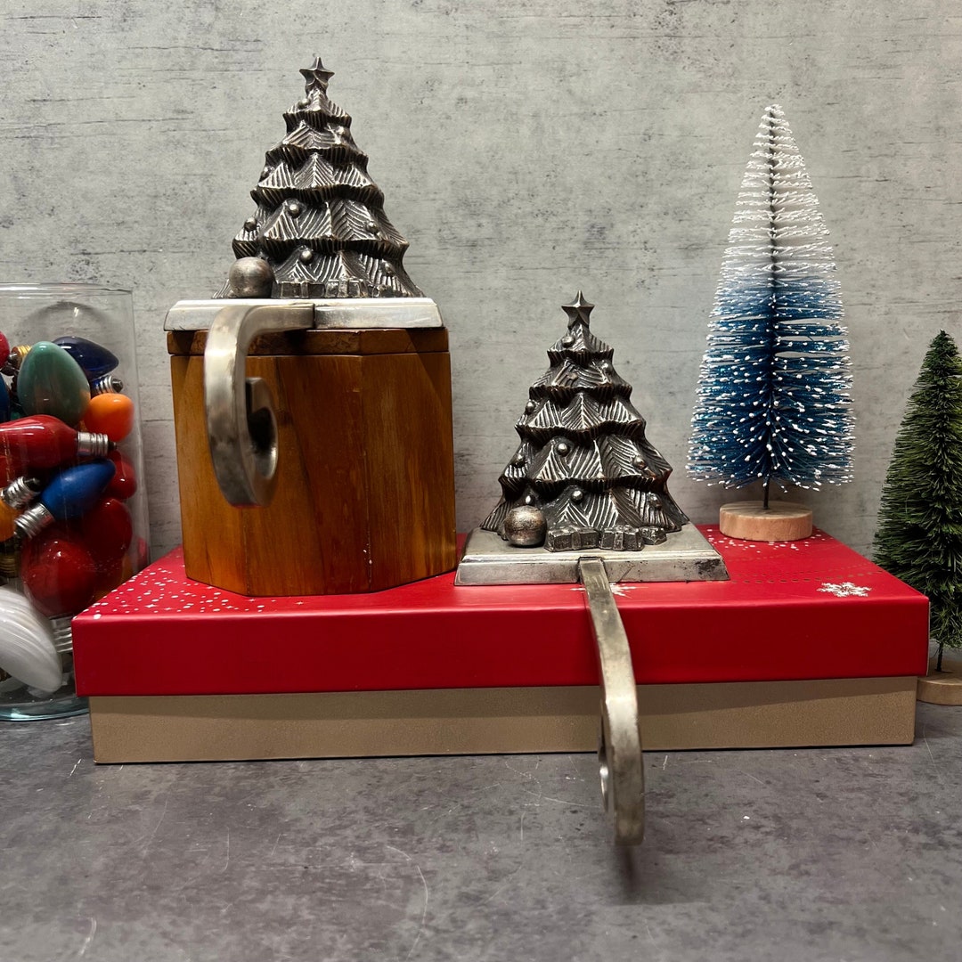Two Heavy Silver Metal Christmas Tree Stocking Holders Etsy