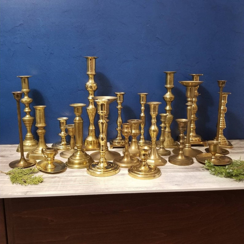 Choose Your Quantity Assorted Brass Candlesticks Free Shipping afbeelding 1