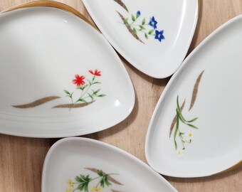 Four Porcelain Japanese Floral Side Dishes