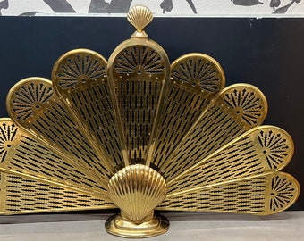 Scallop Shell Peacock Fan Fireplace Screen