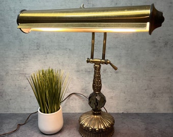 Adjustable Desk Lamp With Facetted Smoky Glass