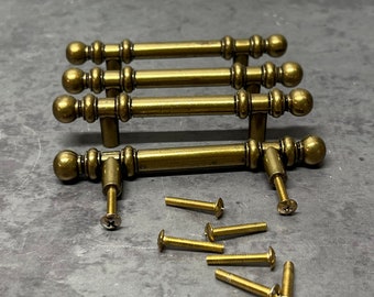 Four Vintage Brass Cabinet Handles Drawer Pulls