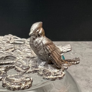 Metzke Pewter Cardinal & A Dogwood Branch Potpourri Jar - 1981
