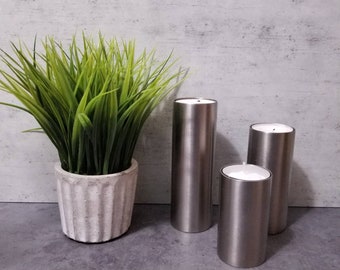 Three BoConcept Metal Cylinder Tealight Candle  Holders