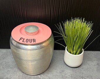 Kromex Aluminum Flour Canister - Pink Lid