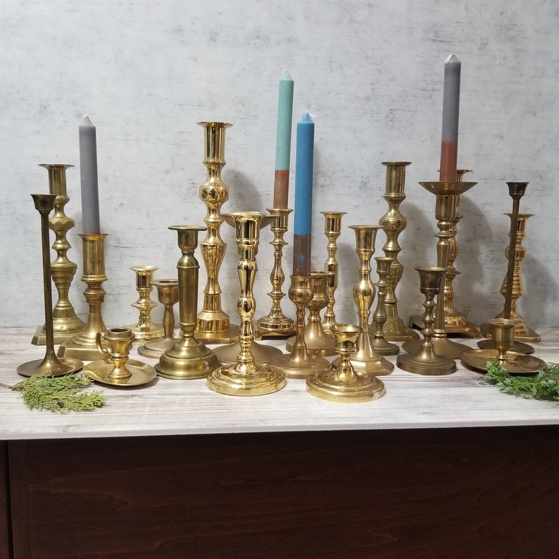 Choose Your Quantity Assorted Brass Candlesticks Free Shipping afbeelding 3