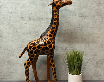 Tall Leather Giraffe - 22"