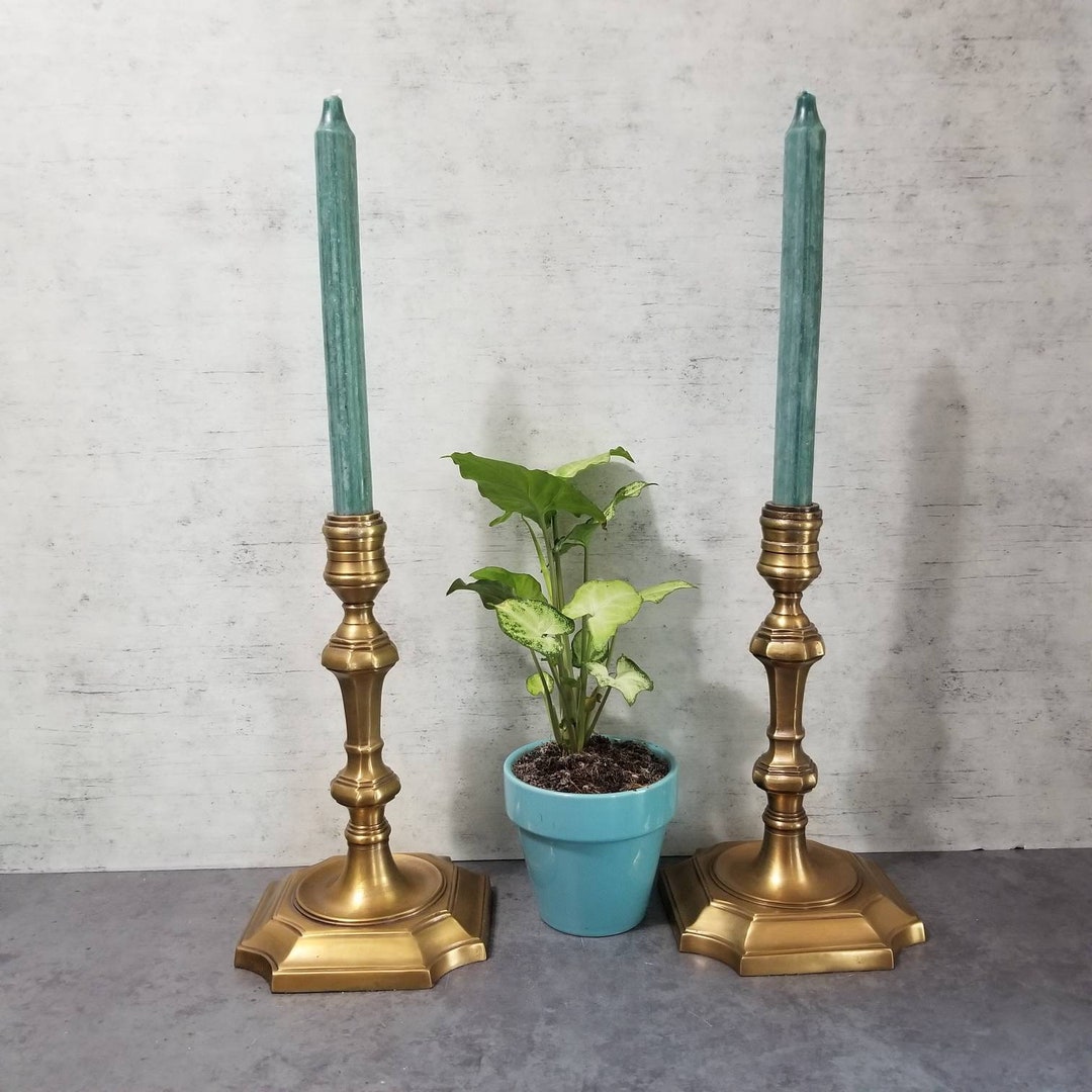 Pair Large Brass Candlesticks Etsy