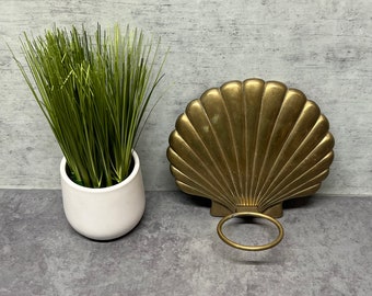 Large Brass Sea Shell Towel Holder