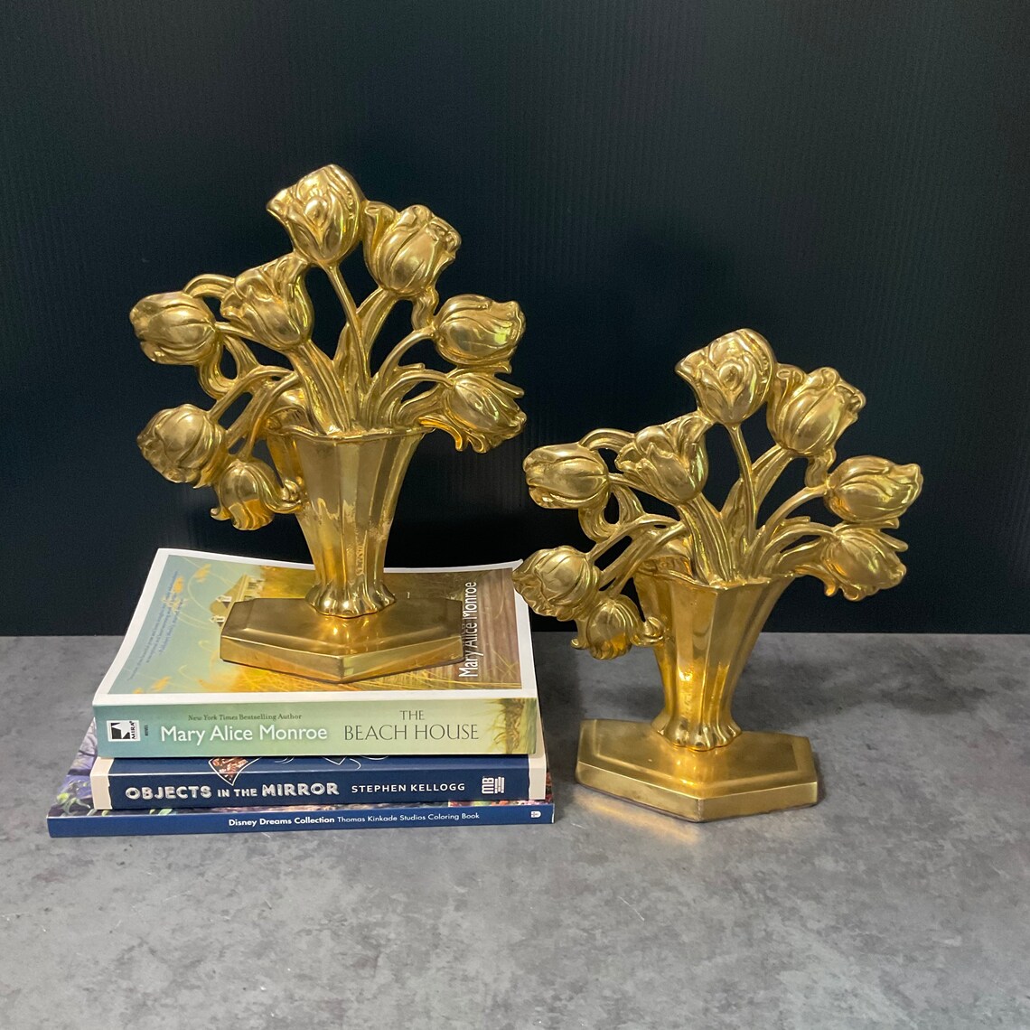 Heavy Decorative Crafts Inc. Brass Tulip Vase Bookends Pair Etsy
