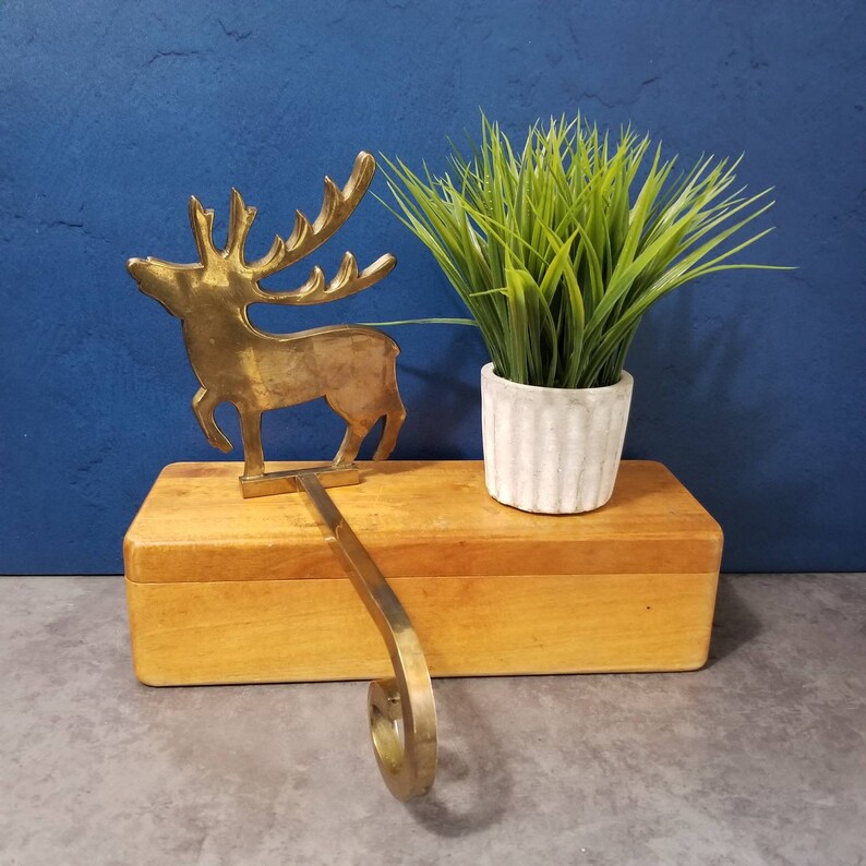 Brass Deer Stocking Holder Etsy