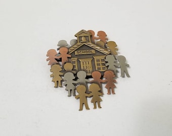 K & T Schoolhouse And  Kids Mixed Metal Pin