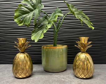 Brass Pineapple Candle Holders - 4.25"