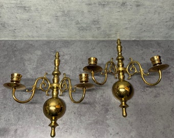 Two VA Metalcrafters Large Two Arm Brass Wall Sconces - 2025