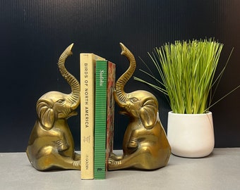 Brass Elephant Bookends