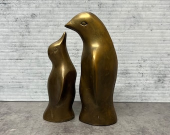 Mommy & Baby Brass Penguins