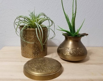 Etched Brass Canister & Ashtray