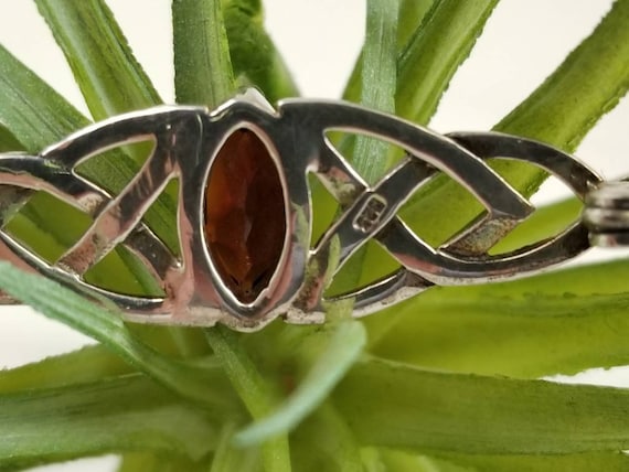 Sterling Silver Celtic Knot Garnet Brooch Pin - image 6