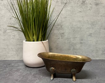 Small Brass Bathtub Soap Dish / Card Holder