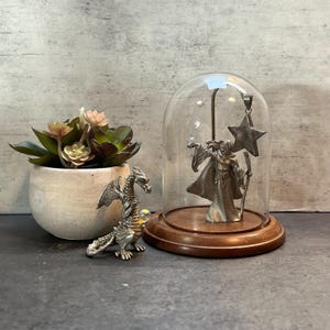 Small Glass Dome with Hook & Wood Base | 4.25&quot; | USA