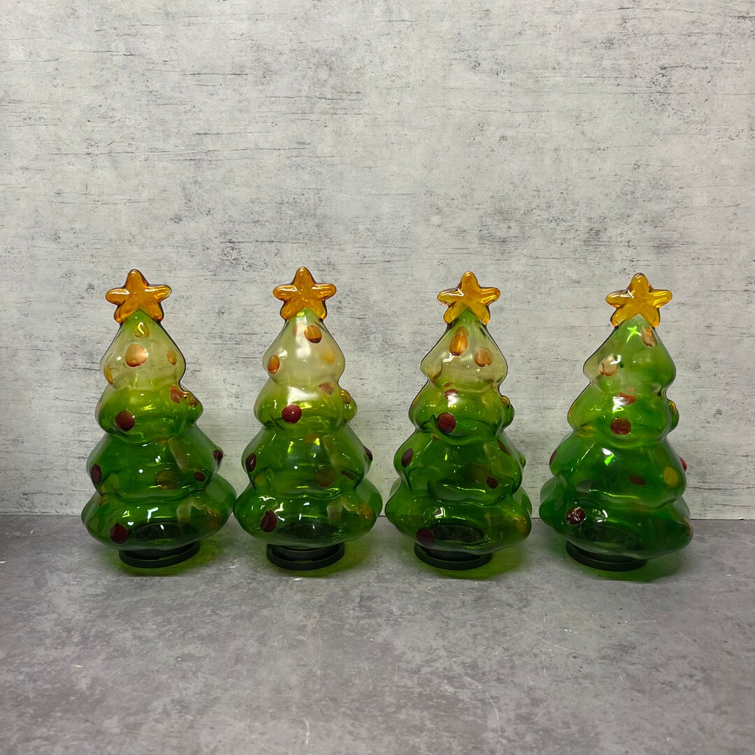 Four 8 Vintage Blown Glass Christmas Trees Etsy