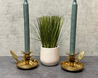 Two Brass Pineapple Chamber Candlesticks