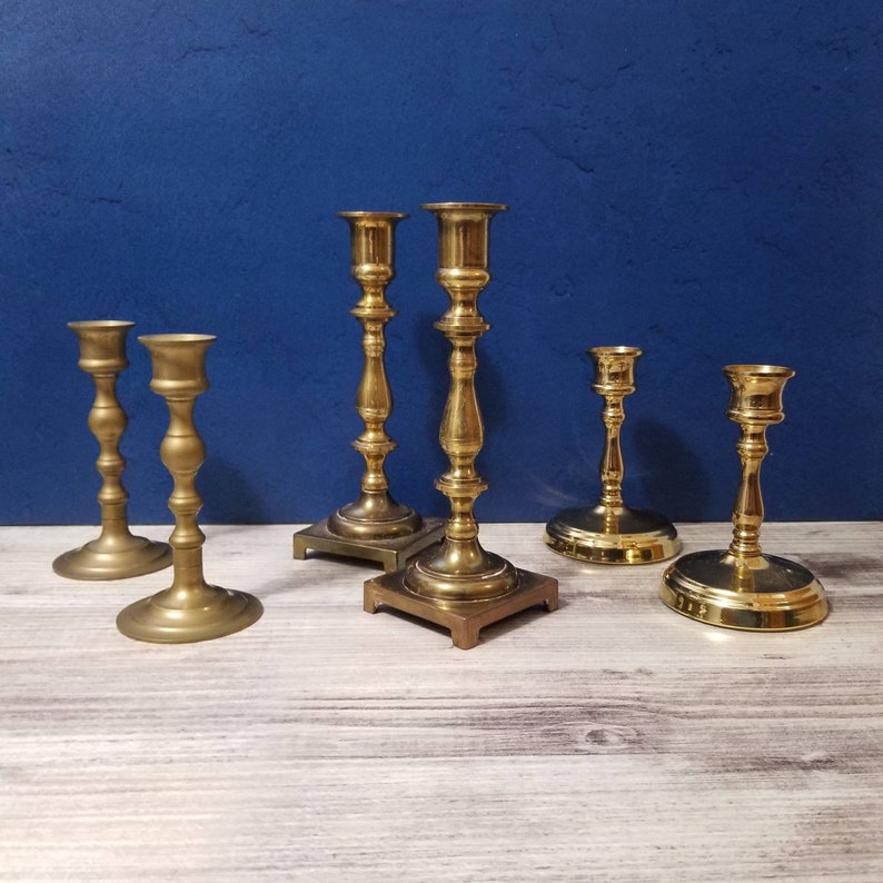 Choose Your Quantity Assorted Brass Candlesticks Free Shipping afbeelding 7