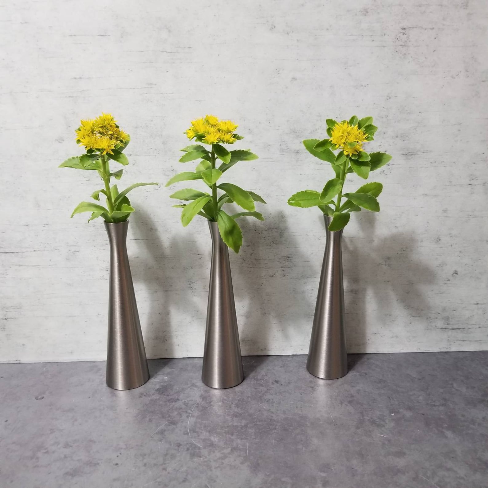 Silver Brushed Metal Bud Vases Etsy