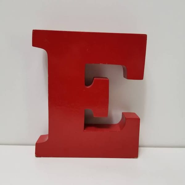 Red Painted Wooden Letter E