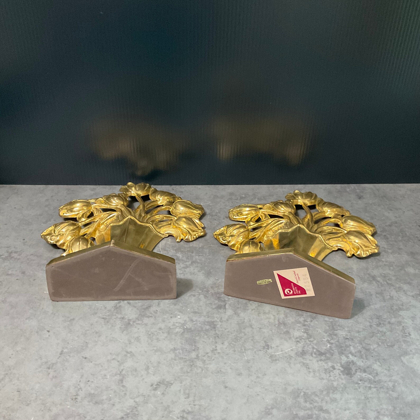 Heavy Decorative Crafts Inc. Brass Tulip Vase Bookends Pair Etsy