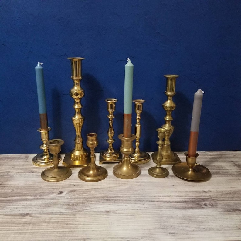 Choose Your Quantity Assorted Brass Candlesticks Free Shipping afbeelding 6
