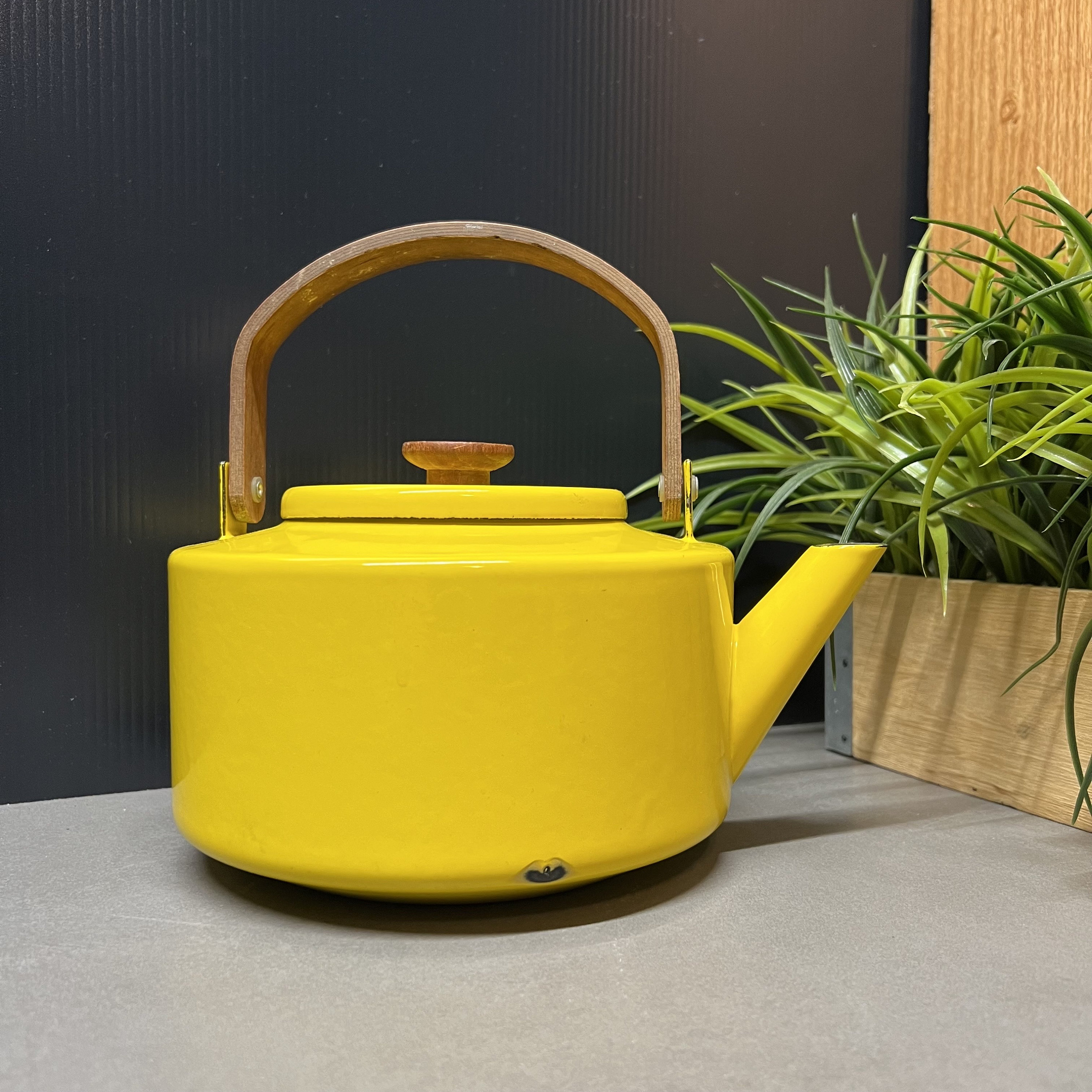 Copco Michael Lax Design Yellow Enameled Tea Kettle Etsy