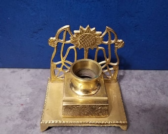 Brass Sunflower Inkwell