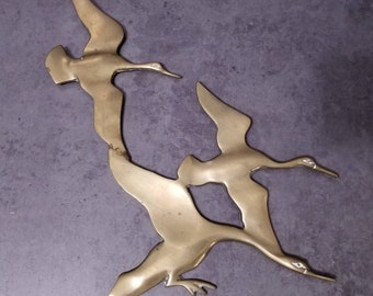 Mid Century Brass Flying Geese Wall Hanging