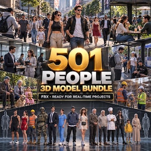 501 People 3D Model Bundle | Diverse Characters for Design, Animation (Digital Download)
