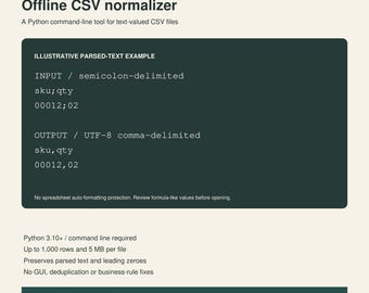 Offline CSV Cleaner Python CLI Preserve Text Values No Upload