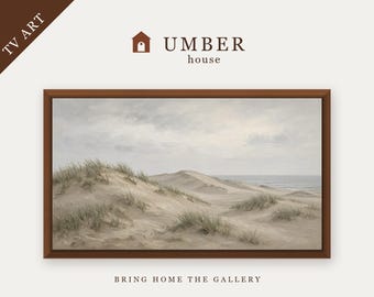 Neutral Coastal Dune Frame TV Art, Soft Beach Grass (Digital Download)