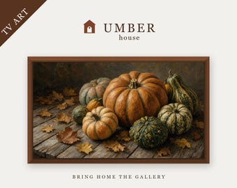 Moody Autumn Pumpkin Patch Frame TV Art, Rustic Still Life (Digital Download)
