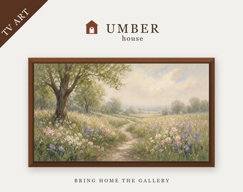 Spring Wildflower Path Frame TV Art, Soft Meadow Cottagecore Decor (Digital Download)
